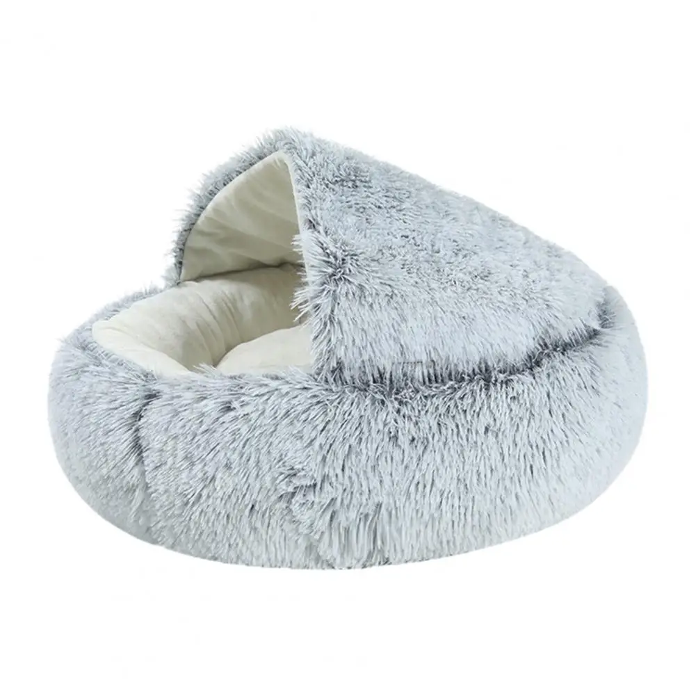 

Pet Bed Cozy Semi-closed Solid Color Winter Small Dog Puppy Cat Cave Bed Pet Supplies