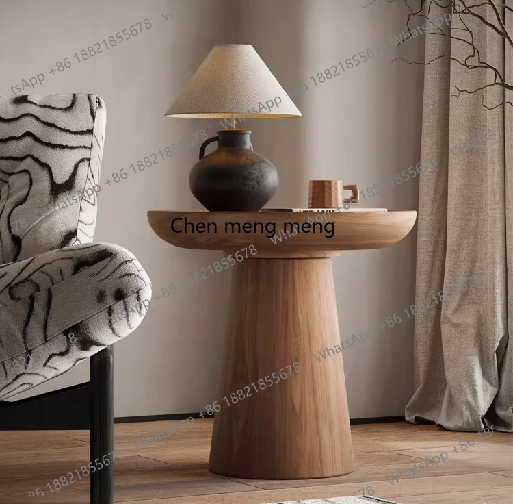 

Wabi Sandy Wind Solid Wood Edge Small Apartment Household Living Room Round Corner Designer Creative Modern