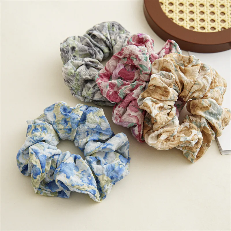 Floral Girl Hair Accessories Lady Ponytail Hair Hairties Women Fashion Elastic Hair Holder Female Scrunchies SD007