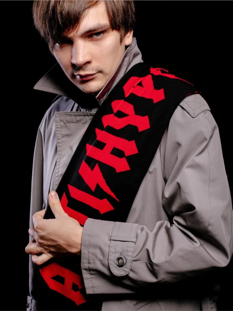 

Women's Y2K Fashion Scarf Creative Gothic Striped Knitted Hip Hop Punk Apron Black Tassel Luminous Kpop Men Winter Scarf Luxury