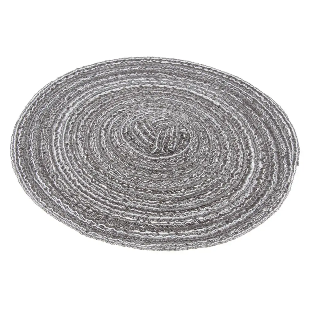 2-6pack 18cm Hand Knitting Ramie Table Round Placemat Thermal Insulation Mat