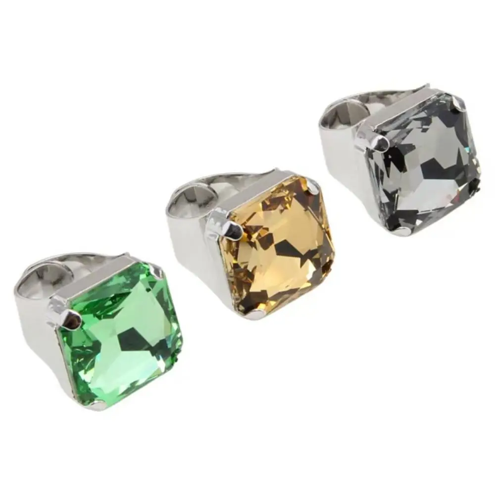 Square Shape Square Rhinestone Ring Adjustable Size Large Size Adjustable Crystal Ring Rhinestone Crystal Exaggerated Giant