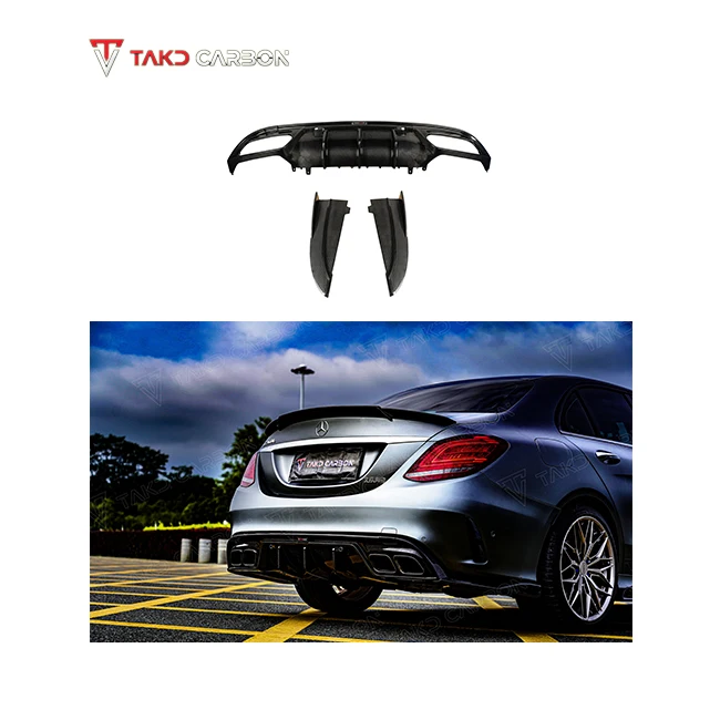 Carbon Real Car Data Development universal rear spoilers Dry Carbon Fiber Rear Bumper Lip For BENZ AMG C43 W205