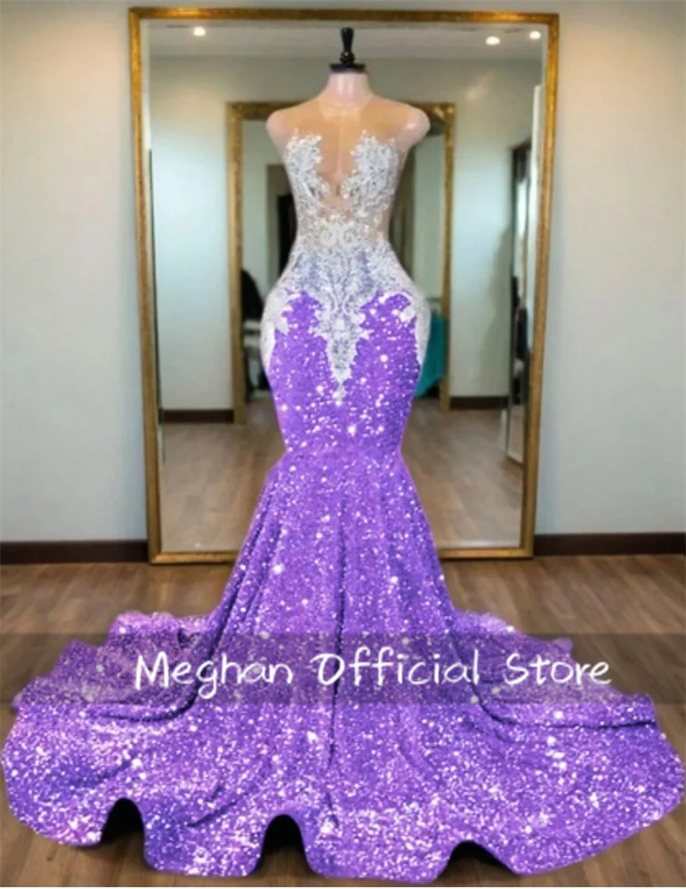 Orange Bead Crystal Long Prom Dresses For Black Girl Appliques Party Dresses Women 2024 Sequin Formal Gown Customized