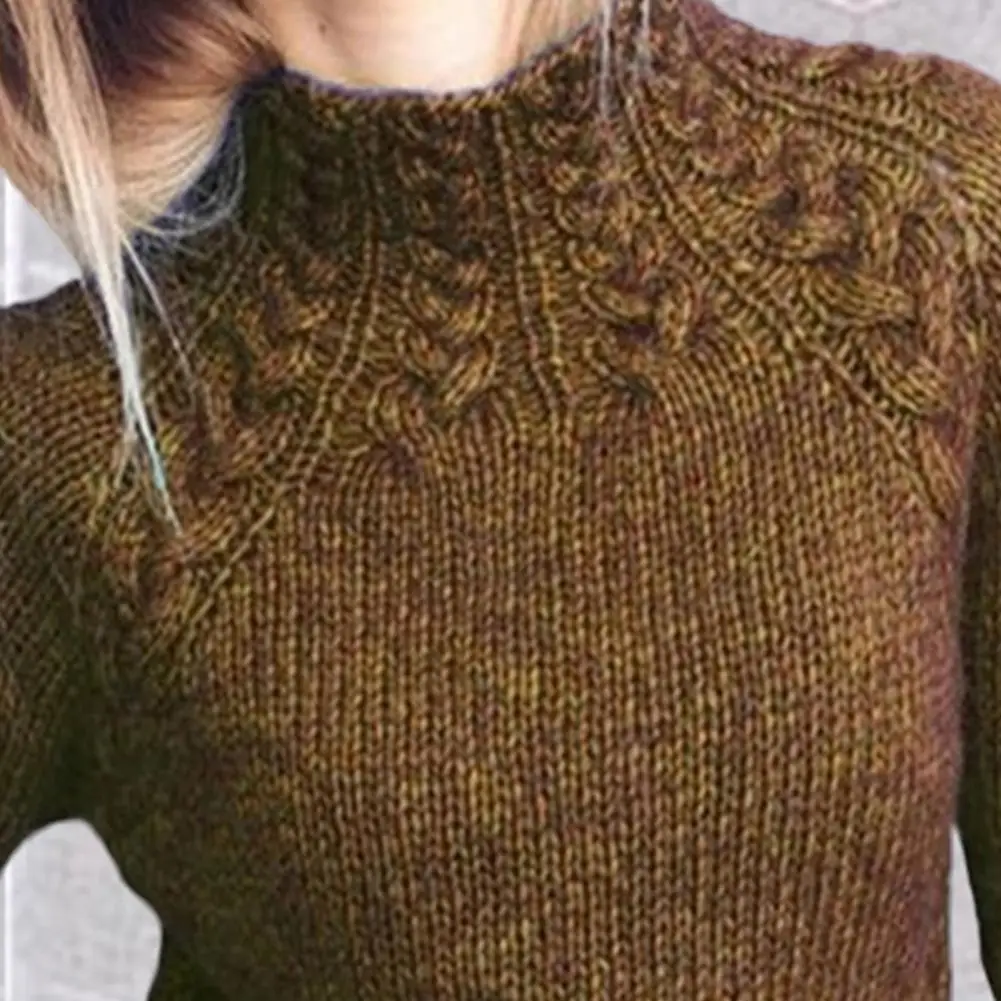 

Casual Loose Fit Color Women's Pullover Sweater Street Sle f High Collar Long Sve Regular Thin Straight Tube