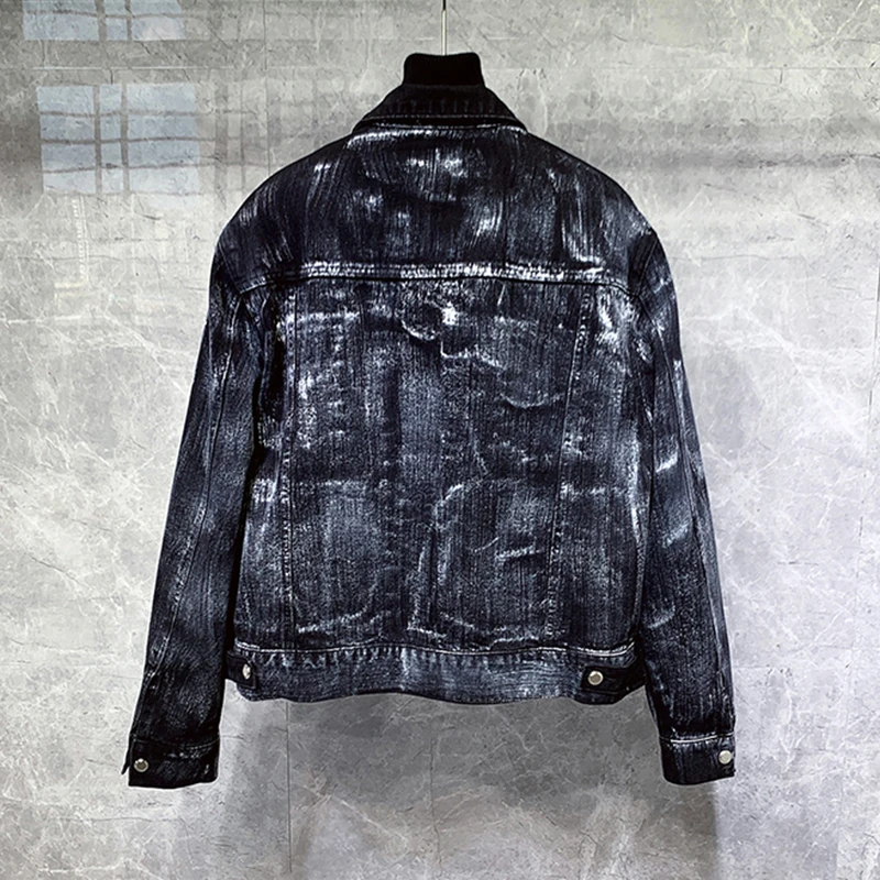 PFHQ sepeda motor pria musim gugur warna kontras Set Denim pasang kualitas tinggi jaket kancing sebaris saku celana panjang antik 21Z2068