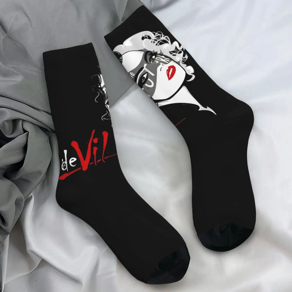 101 Dalmatians Socks Just call me Cruella DeVil Leisure Stocks Couple Medium Soft Climbing Socks Winter Graphic Anti Skid Socks