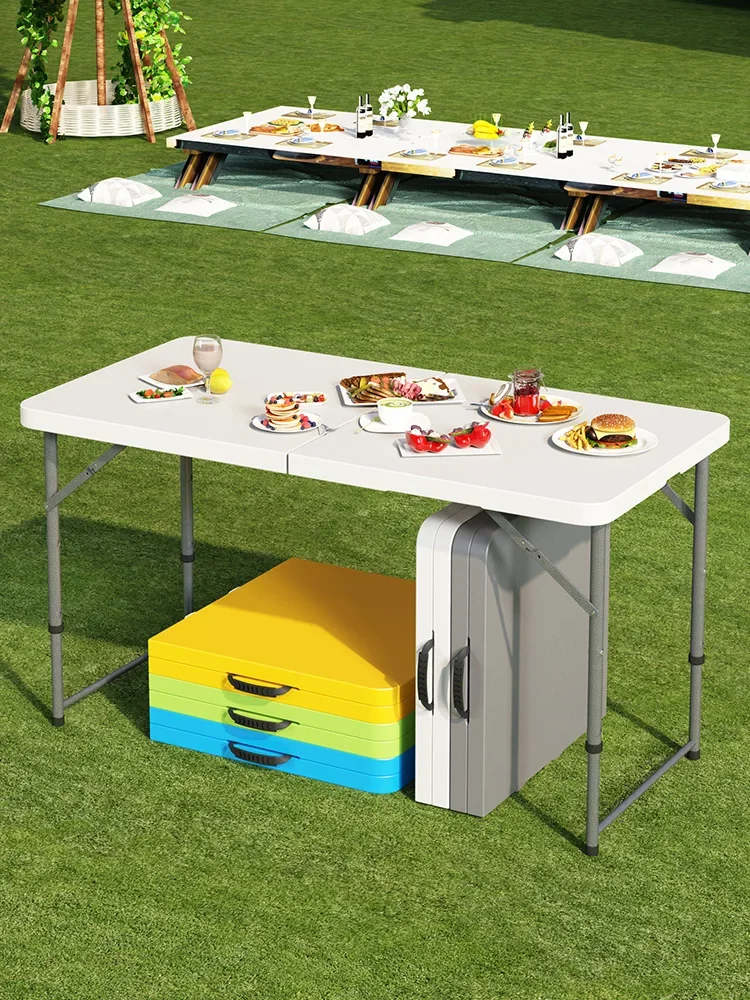 Outdoor folding table stall rectangular table stall can be broadcast live portable camping plastic night market dining table and