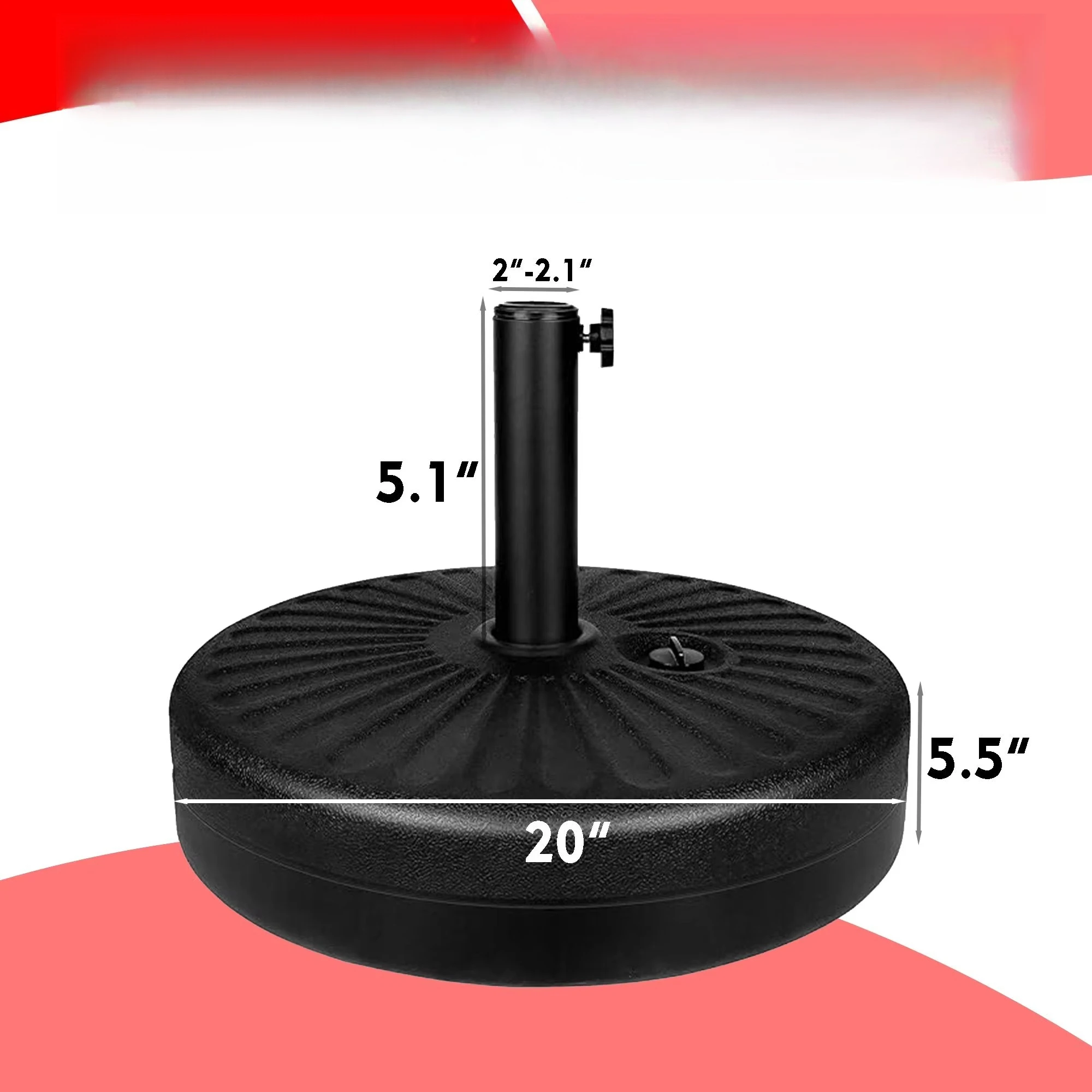 20-Inch Round 46lb Water-Loaded Terrace Umbrella Base Model D0100H5UJ22 Durable and sturdy for outdoor use