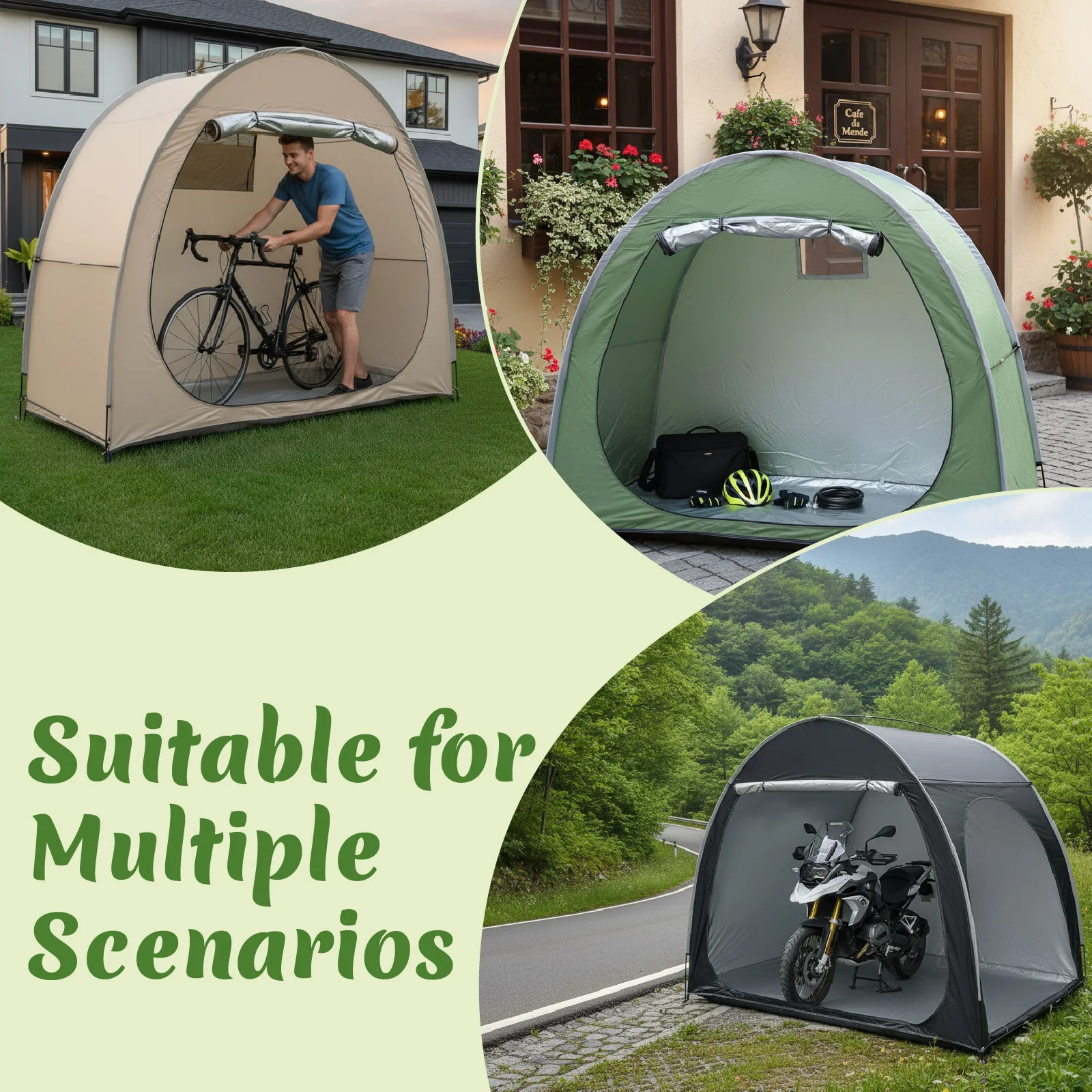 1-2 Bikes Wide Door Bike Storage Tent, Bicycle Shelter, Easy Access Foldable Outdoor Shed