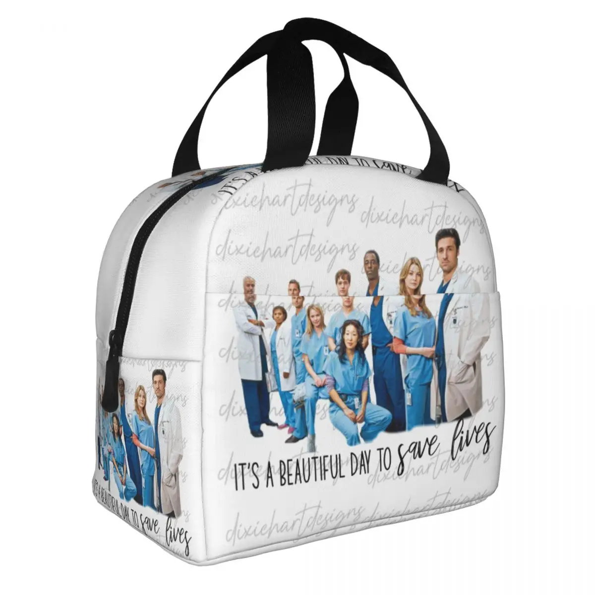 Greys Anatomy Episodes Signatures Lunch Box Warm Cooler Thermal Food Insulated Lunch Bag for Women Picnic Portable Tote Bags