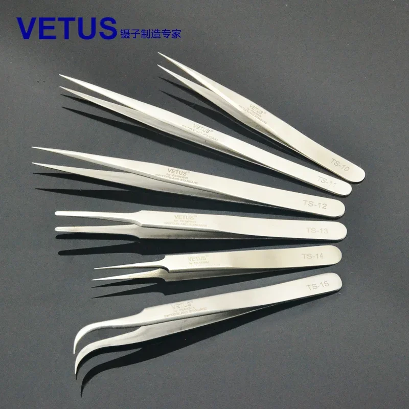 1 pc VETUS Economy Tweezers ESD Anti-static Stainless Steel Tweezers for Eyelash Extension Watch Repair Maintenance Tool