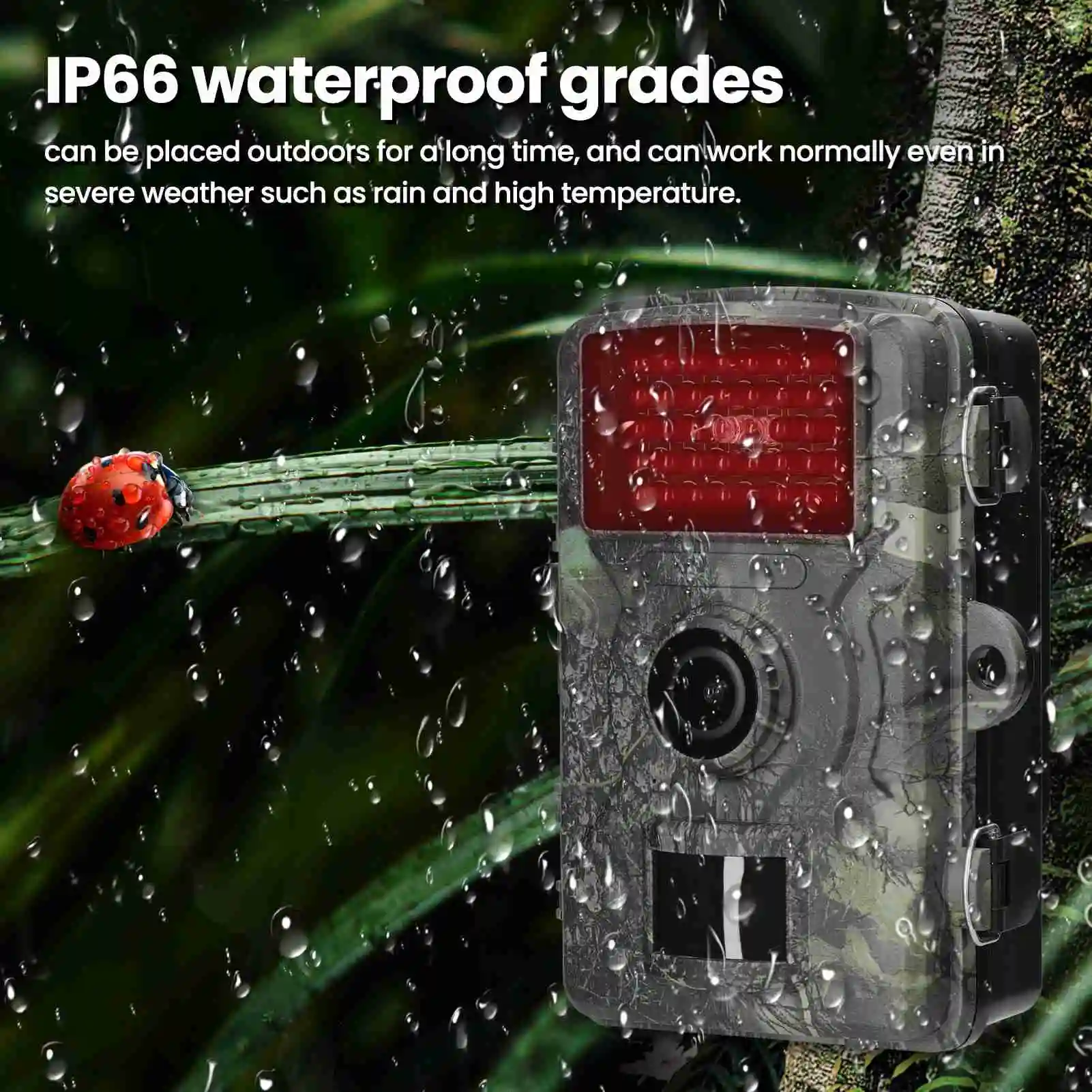 H1 Trail Camera 2.0inch TFT Color Display Screen IP66 Waterproof Outdoor 1080P HD Infrared Camera for Field Animal Observation