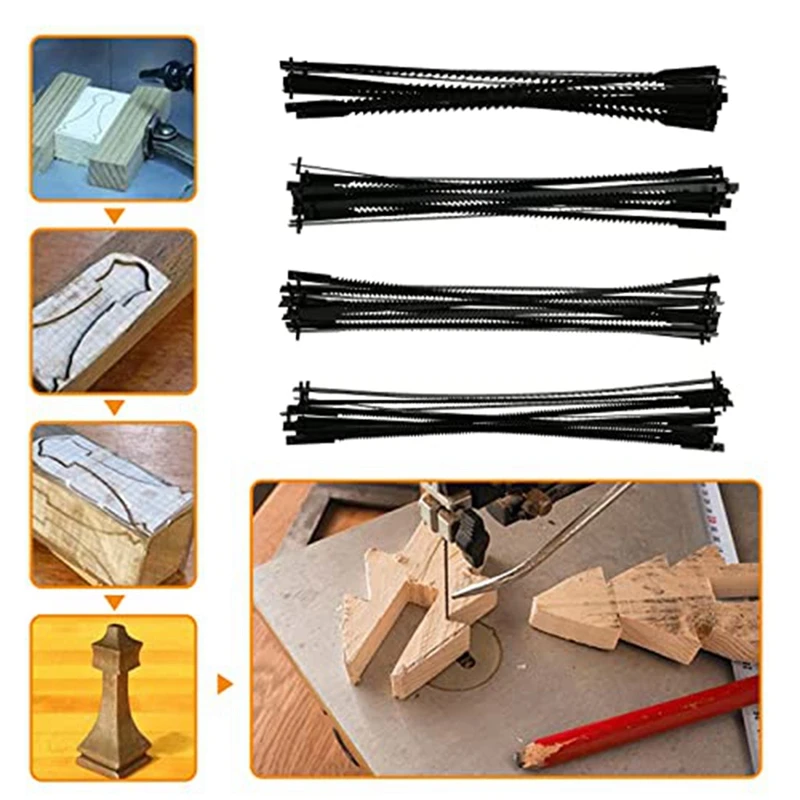 48PCS Scroll Saw Blade Set 5 Inch Scroll Saw Blade Pin End Replacement Blades Woodworking Tool For Wood Metal