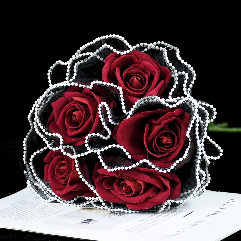 Tulip Rose Pearl Mesh Verpackung Tüllrolle für Blumenstrauß Geschenk Bobo Ballon Geburtstagsfeier Hochzeitstag Geschenkverpackung – Detail 12