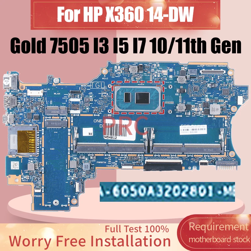 6050A3202801 For HP X360 14-DW Laptop Motherboard Gold 7505 I3 I5 I7 10/11th Gen M21493-601 M21492-601 Notebook Mainboard Tested