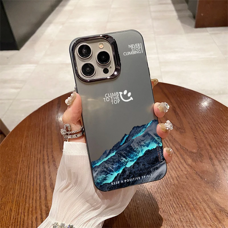 Snow Mountain Fashion Plating Fall Case For iPhone 16 15 14 Plus 15 14 13 12 11 Pro Max Mini X Xs Max Soft TPU Cover WK10