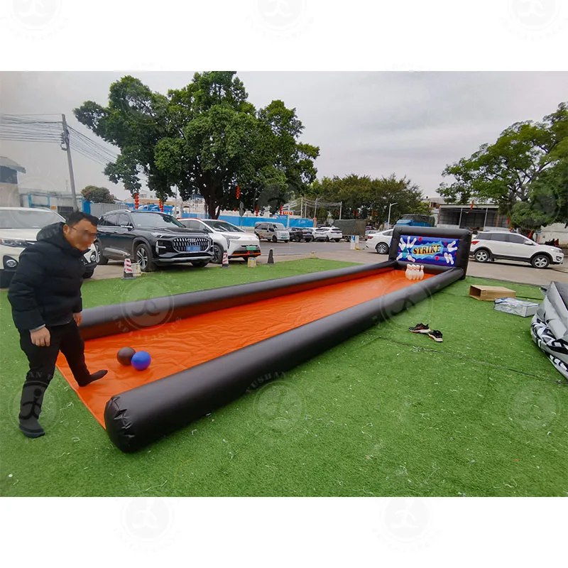 Commercial Double Track Strike Bowling Lane Sports Equipment Games Inflatable Bowling Sports Set for Party Rental/Sale