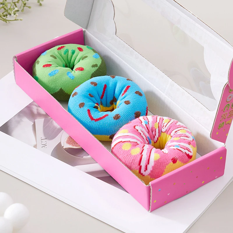 جوارب منتصف الساق للرجال والنساء، جوارب صندوق هدايا على شكل دونات وردية ملونة وممتعة، مريحة ومسامية