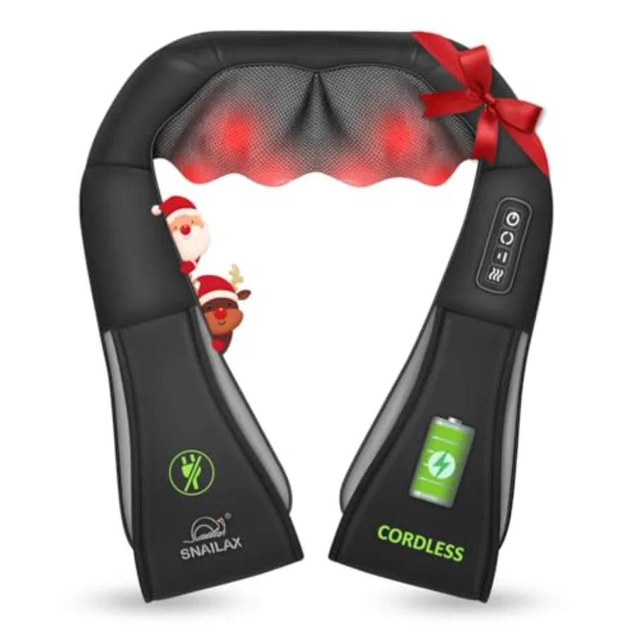 

Cordless Massager - Shiatsu Neck and Shoulder Massager with Heat FSA Eligible Portable Lumbar Back Electric Massage Pillow Chri