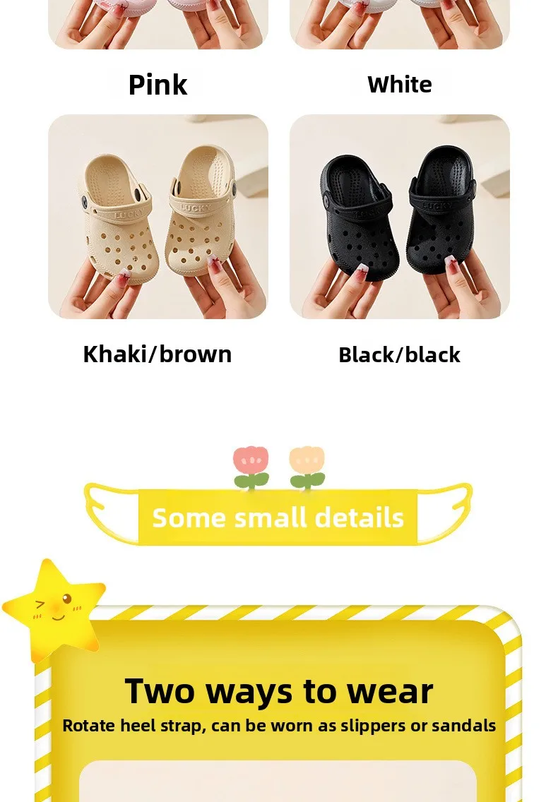 2026 Kinder Sommer Strand-Sandalen Unisex Lässige Garten-Clogs Outdoor Sandalen mit breiter Zehenbox für Mädchen Rutschfeste Haus- und Duschpantoffeln – Detail 6