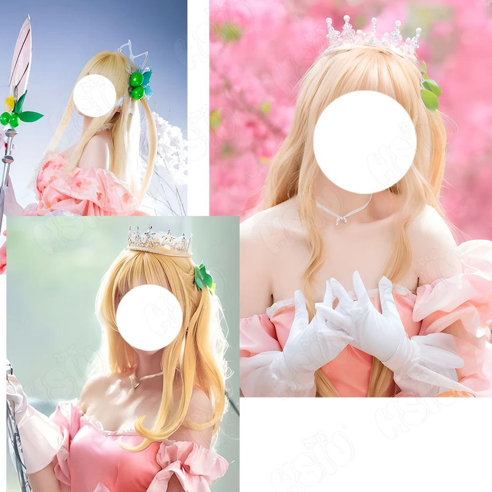 Peruka z włókna syntetycznego peruka do Cosplay Hanazono Karin 「 HSIU 」 peruka żółta, długa sukienka czapka z peruką Anim Kamichama Karin peruka do