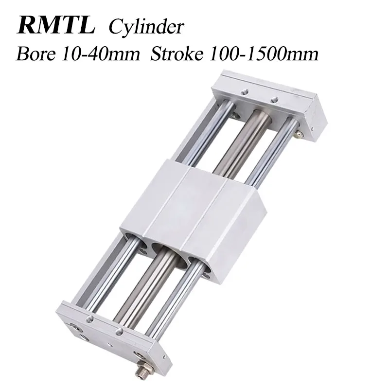 RMTL10 16 20 32 40*100 200 300 500 1000 1500S Magnetically Coupled Rodless RMTL Long Stroke Pneumatic Cylinder With Guide Rail