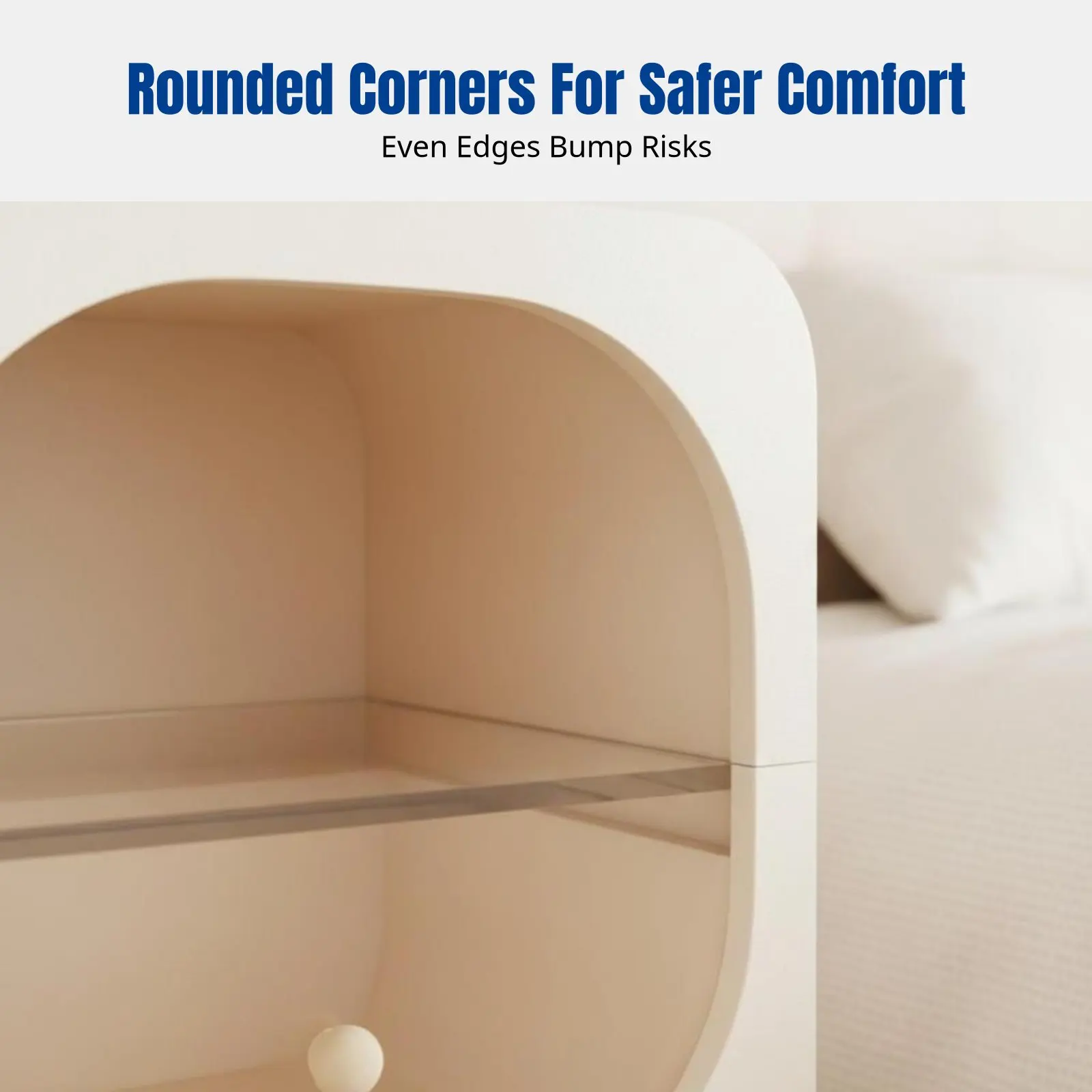 

Прикроватная тумбочка Nordic Cream, современная минималистичная тумбочка, два выдвижных ящика для хранения, мебель для спальни, элегантные закругленные углы