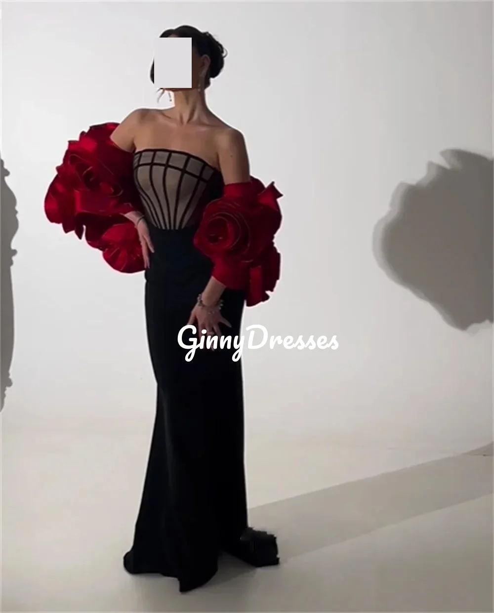 Customized Dresses For Prom Mermaid Strapless Floor-Length Flowers Zipper Up Luxury Evening Dresses Cap Straps Wedding Party Dre