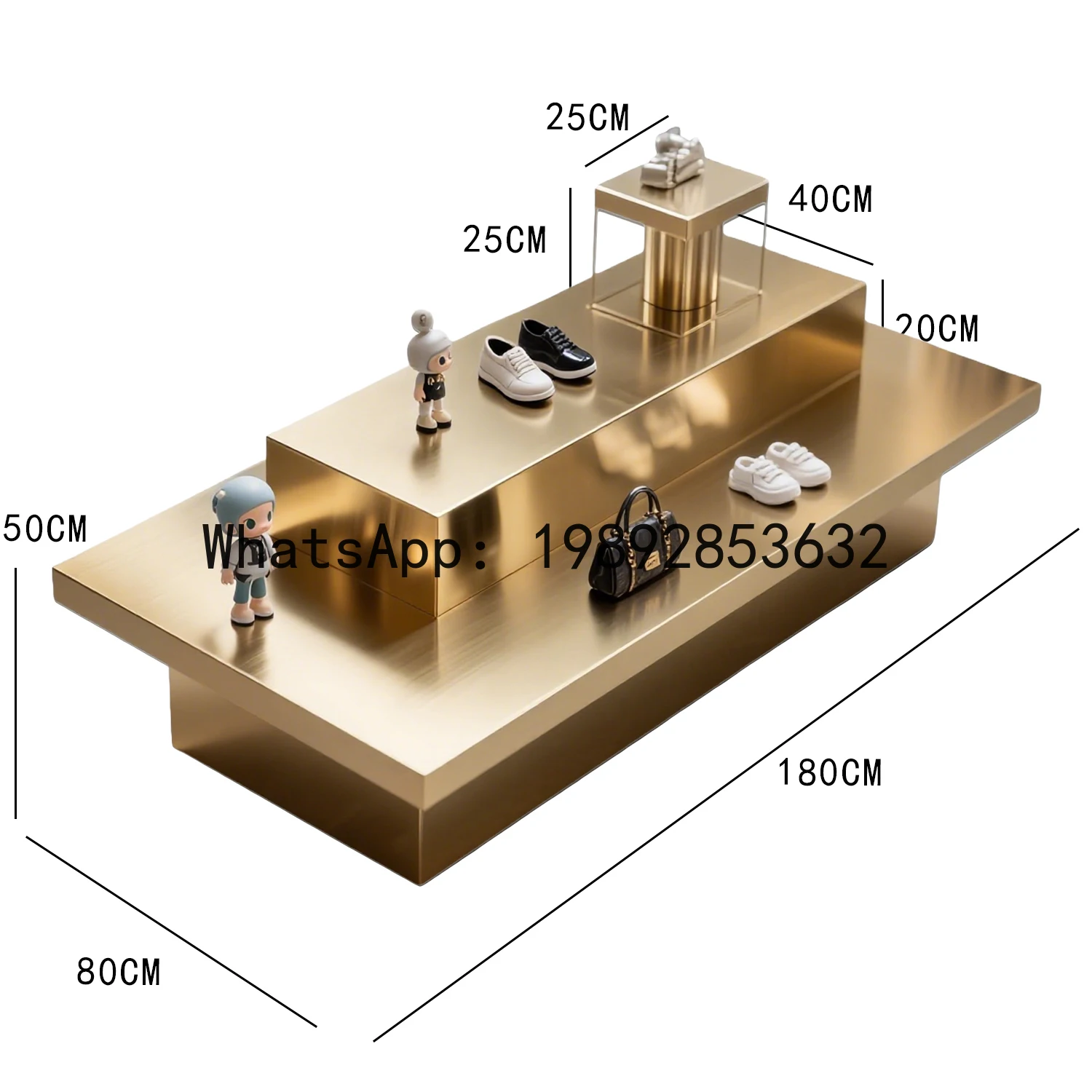 CC Kledingwinkel eilandtafel roestvrijstalen dubbellaagse productdisplay Taichung eilandtafel