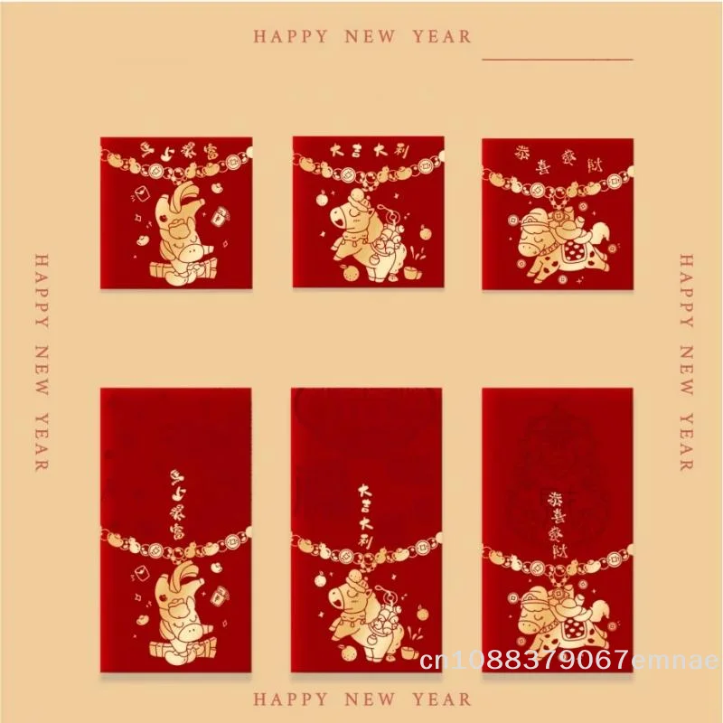 

[ZYAS]30Pcs Chinese New Year Money Envelope 2026 Horse Year Red Envelope Red Pocket Creative Cartoon Spring Festival Envelope