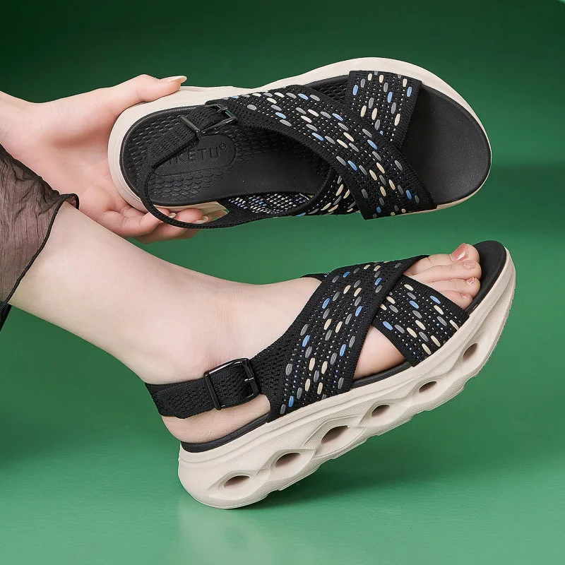 

2026 Spring/Summer Women's Breathable Anti-Slip Casual Flat Sandals Thick-Soled Sandals Slip-Resistant Comfort