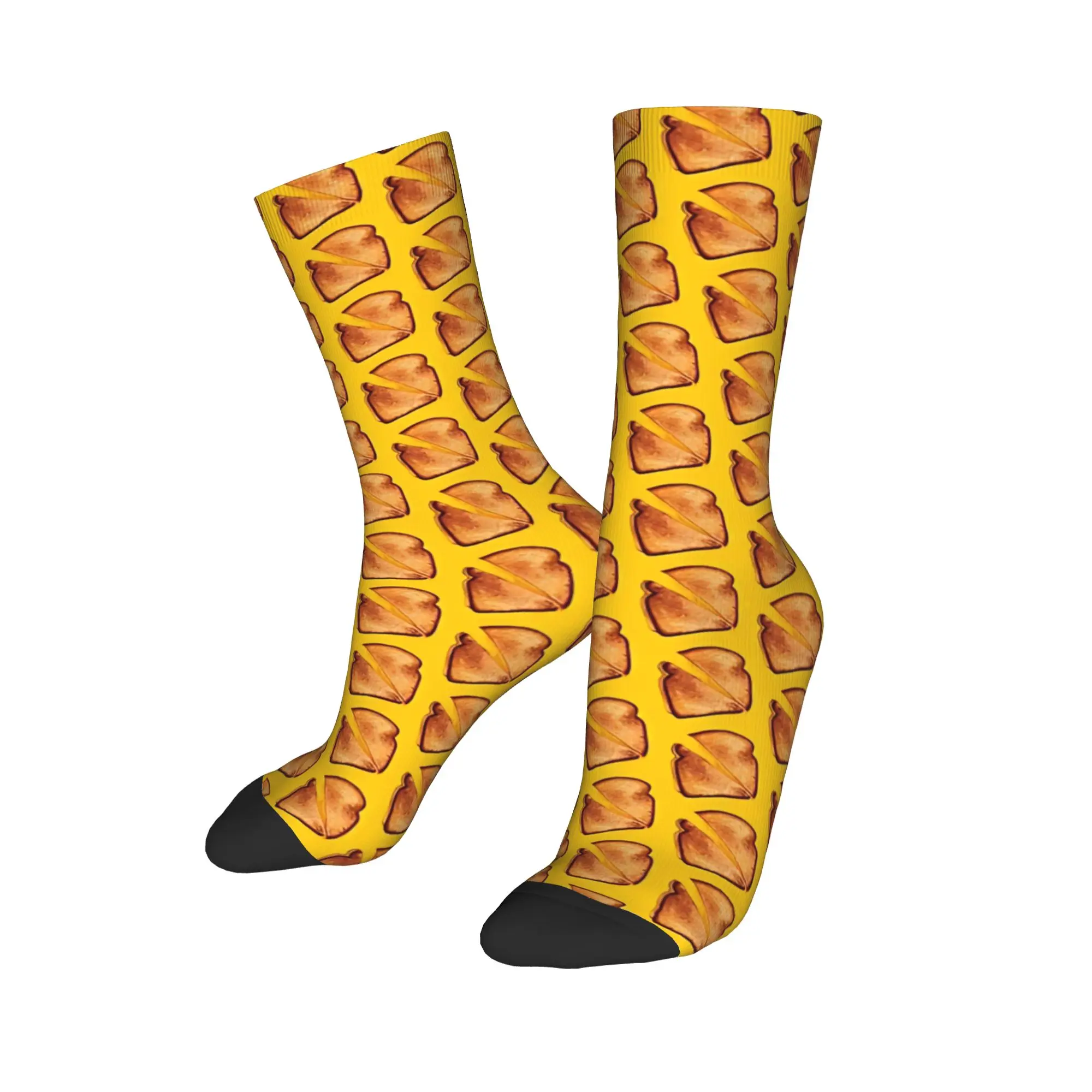 Calcetines con diseño de sándwich de queso a la plancha, calcetines de moda con diseño de sándwich, calcetines antideslizantes de otoño para hombre y mujer, calcetines cálidos y suaves para correr