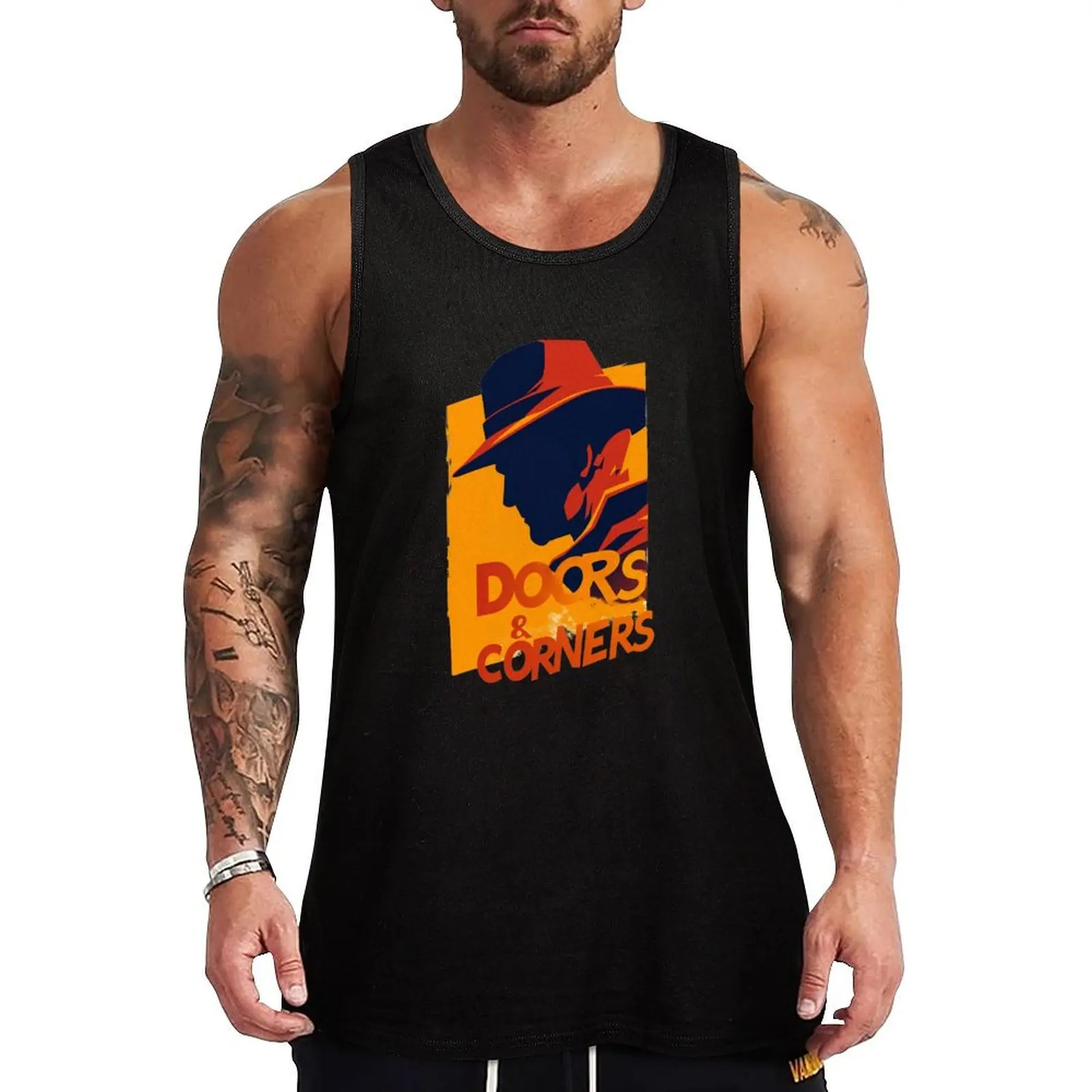 

Doors and Corners - Orange Backdrop - Scifi Tank Top Relaxed Casual Tank Top Lightweight Summer Sleeveless