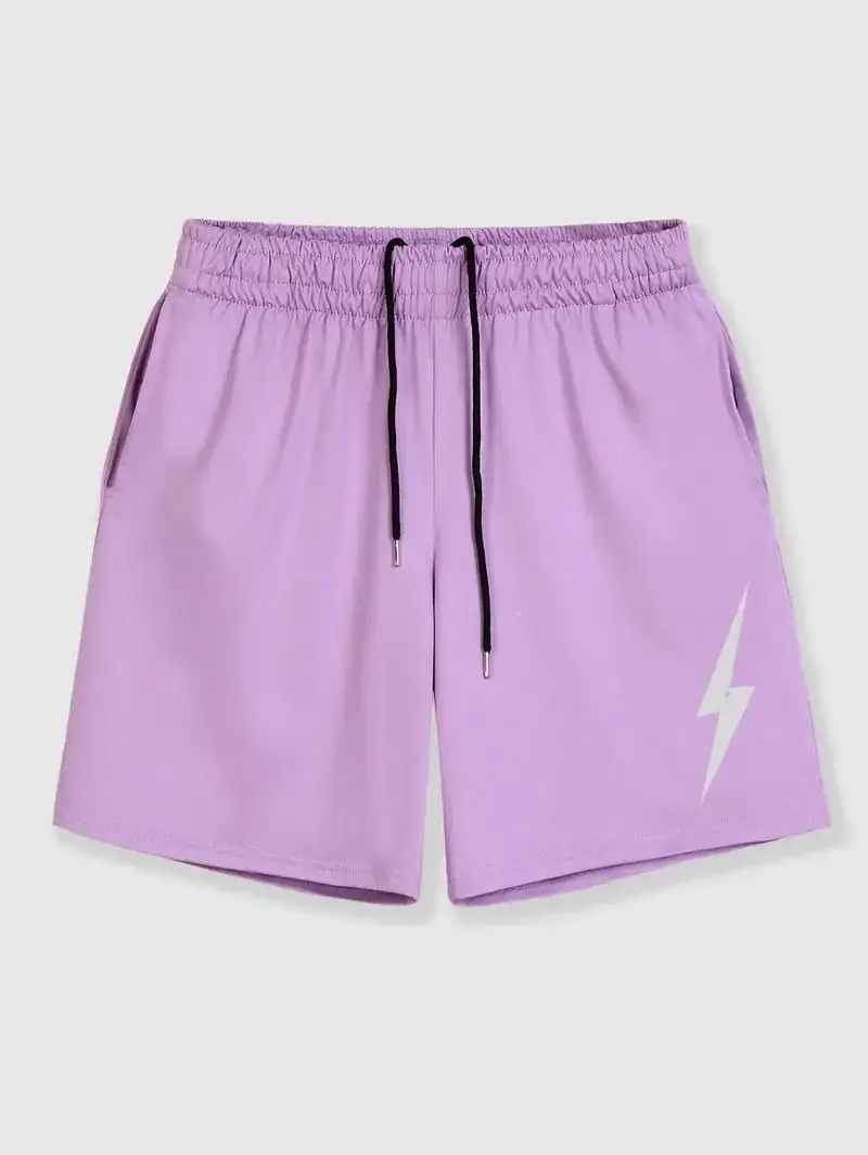 Lightning Pattern Print Casual Shorts Sport Training Breathable Fashionable Shorts Streetwear Fashion Casual Loose Shorts Moto