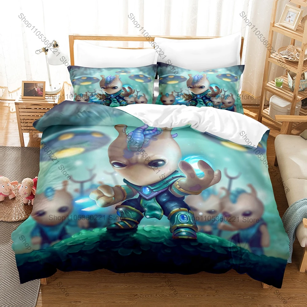 Cool Lovely Mushroom Warrior Four Tribes Hero Character Mushroom Wars 2 Poster Duvet Cover Set For Video Game Fans