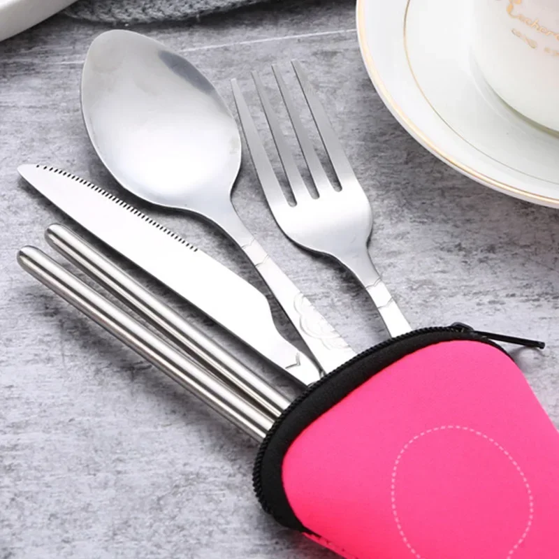 Portable Tableware Bag Box Cutlery Storage Bag Travel Packaging Storage Box Picnic Fork Spoon Knife Pouch Bag Without Dinnerware