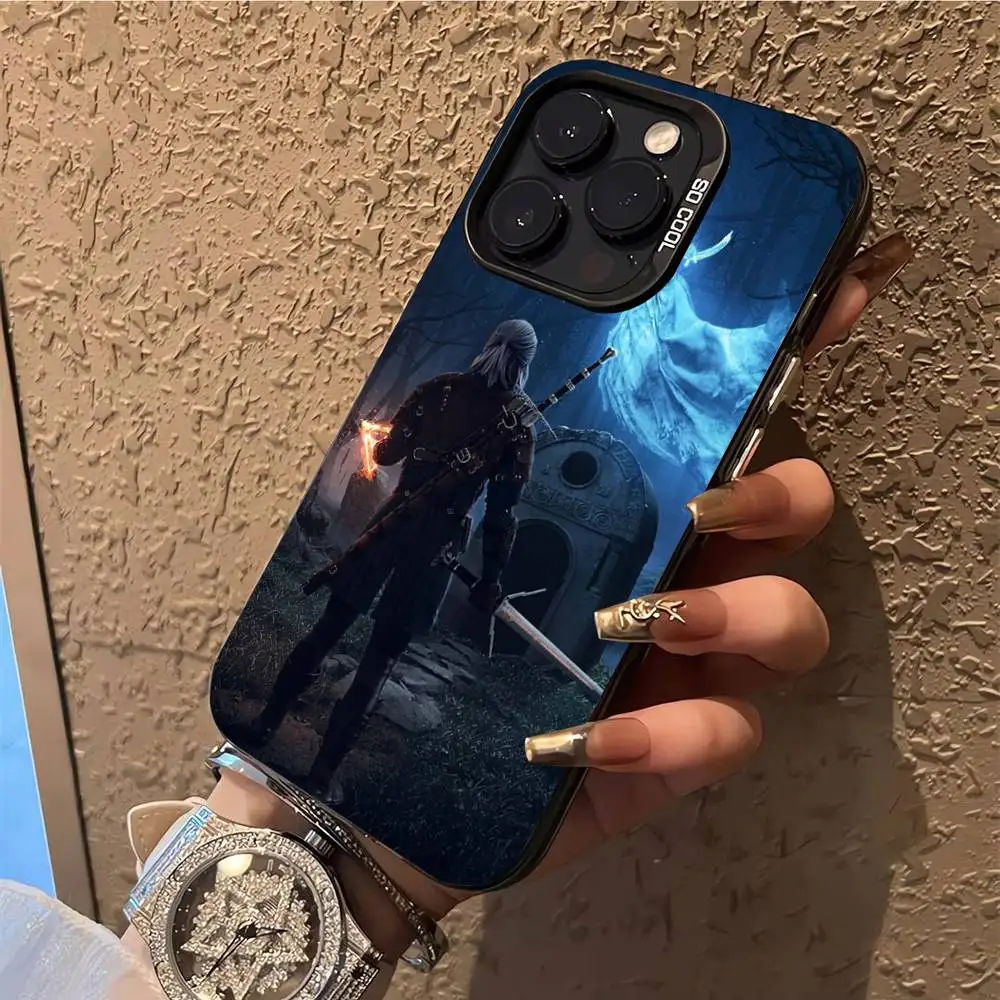 حافظة هاتف Game T-The Witcher 3 لهاتف iPhone 17,16,15,14,13,12,X,8,Pro,Max,Plus,E,SE4,Air,Mini IMD أسود غير لامع #4
