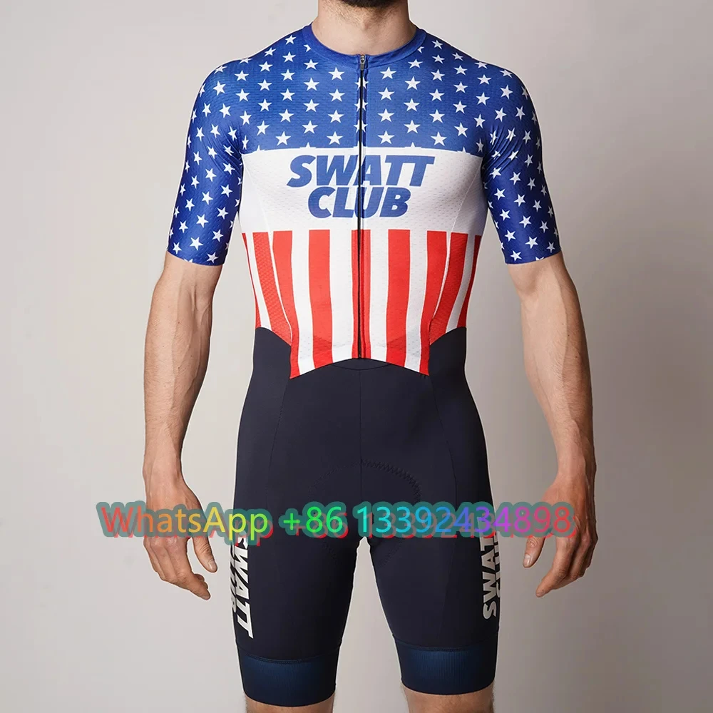 2024 Swatt Club Men Triathlon Cycling skinsuit Kits Sportswear Bicycle bodysuit Ciclismo Aero Jumpsuit Thin or Thick Pad Sets