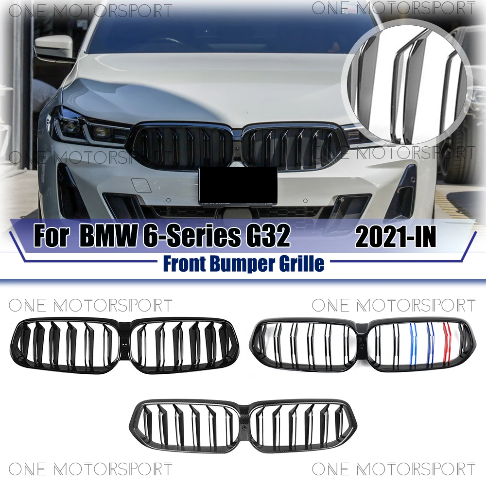 

Glossy Black Racing Grille Bumper Grilles For BMW 6-Series G32 2021-IN Double Line Style Glossy M-Color Front Bumper Grille