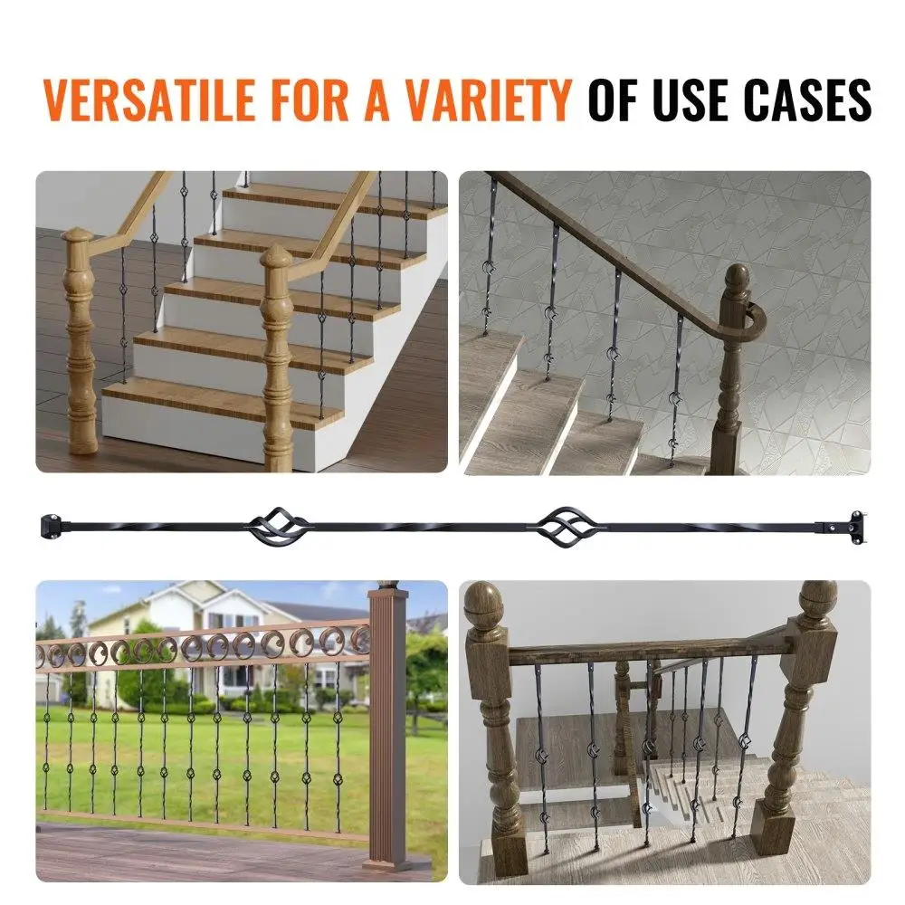 Balusters de escada de metal 44 Polegada eixos decorativos de aço galvanizado 10 pacotes de trilhos de cesta dupla oca com sapatos e