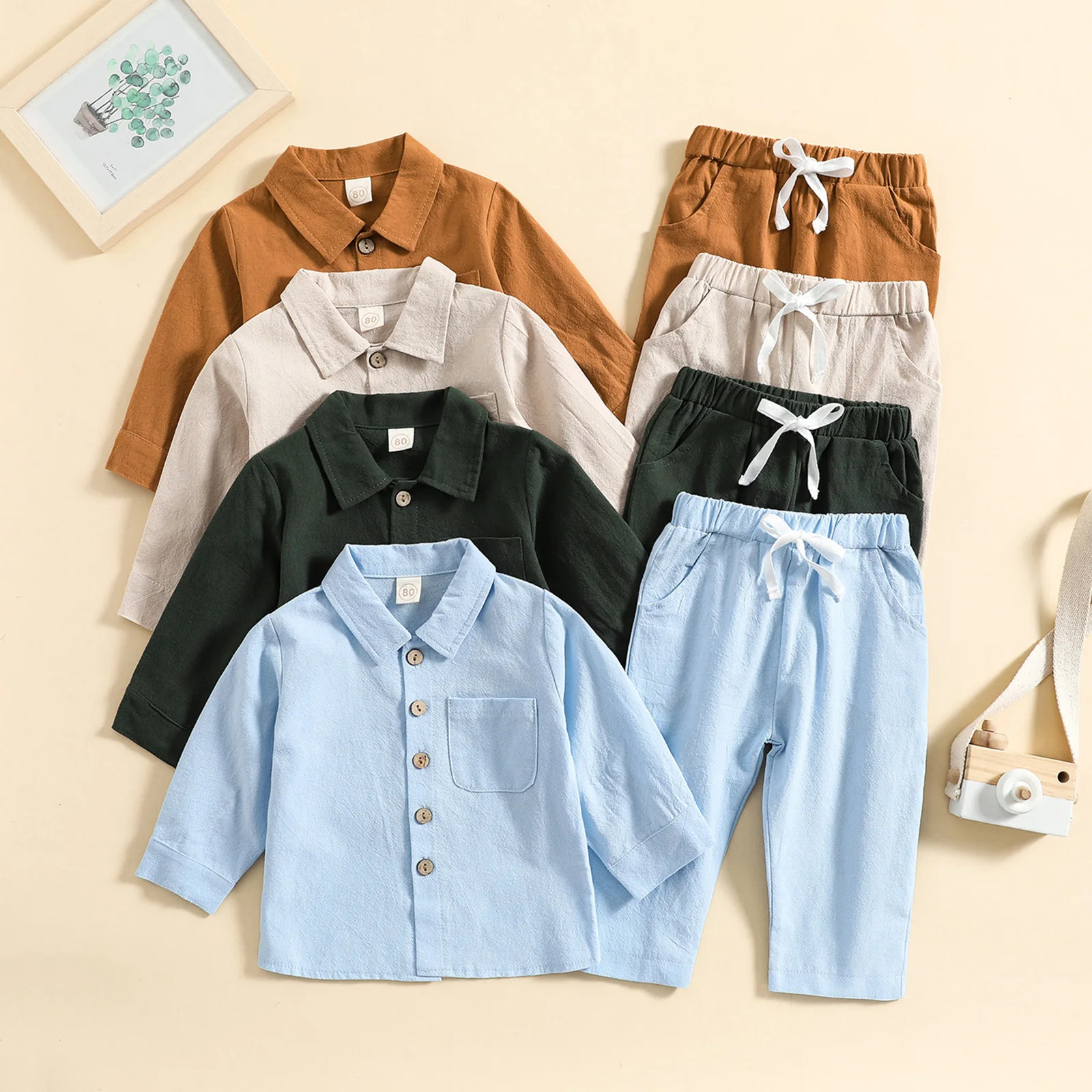 

Kids Boys Girl Linen Cotton Clothes Sets Shirt+Pant Spring Autumn Infant Toddler Child Homesuit Long Sleeve Baby Clothes 1-5Y