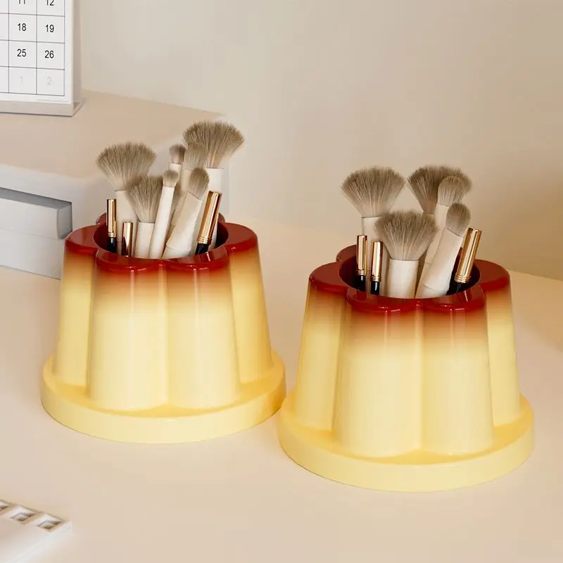 Cute Caramel Pudding Jelly Multi Function Large Capacity Student Desktop Decoration Creative Pen Holder Brush Storage Bucket