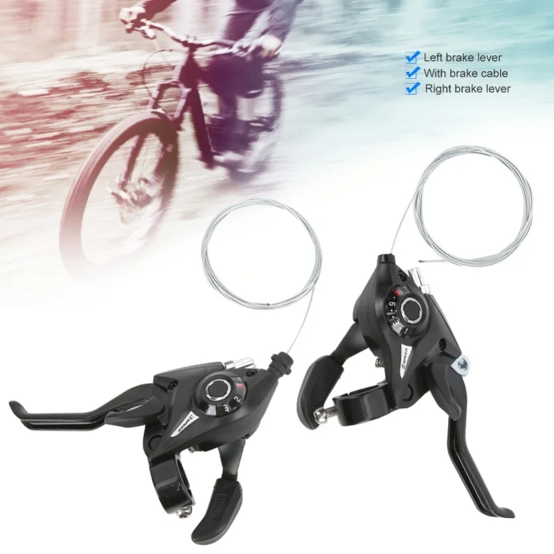 WAKE Bicycle Shifter Brake MTB Road Bike Riding Cycling Disc Brake Levers With Shift Cable3X8 24 Speed