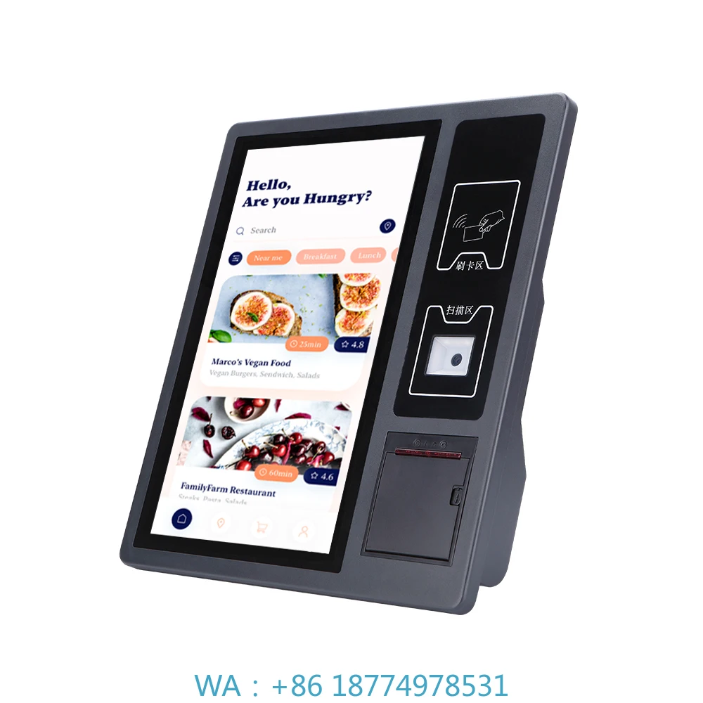 Food Ordering Terminal Including Scanner Printer All-in-One Restaurant POS System Tablet Touch Screen with Windows & Android