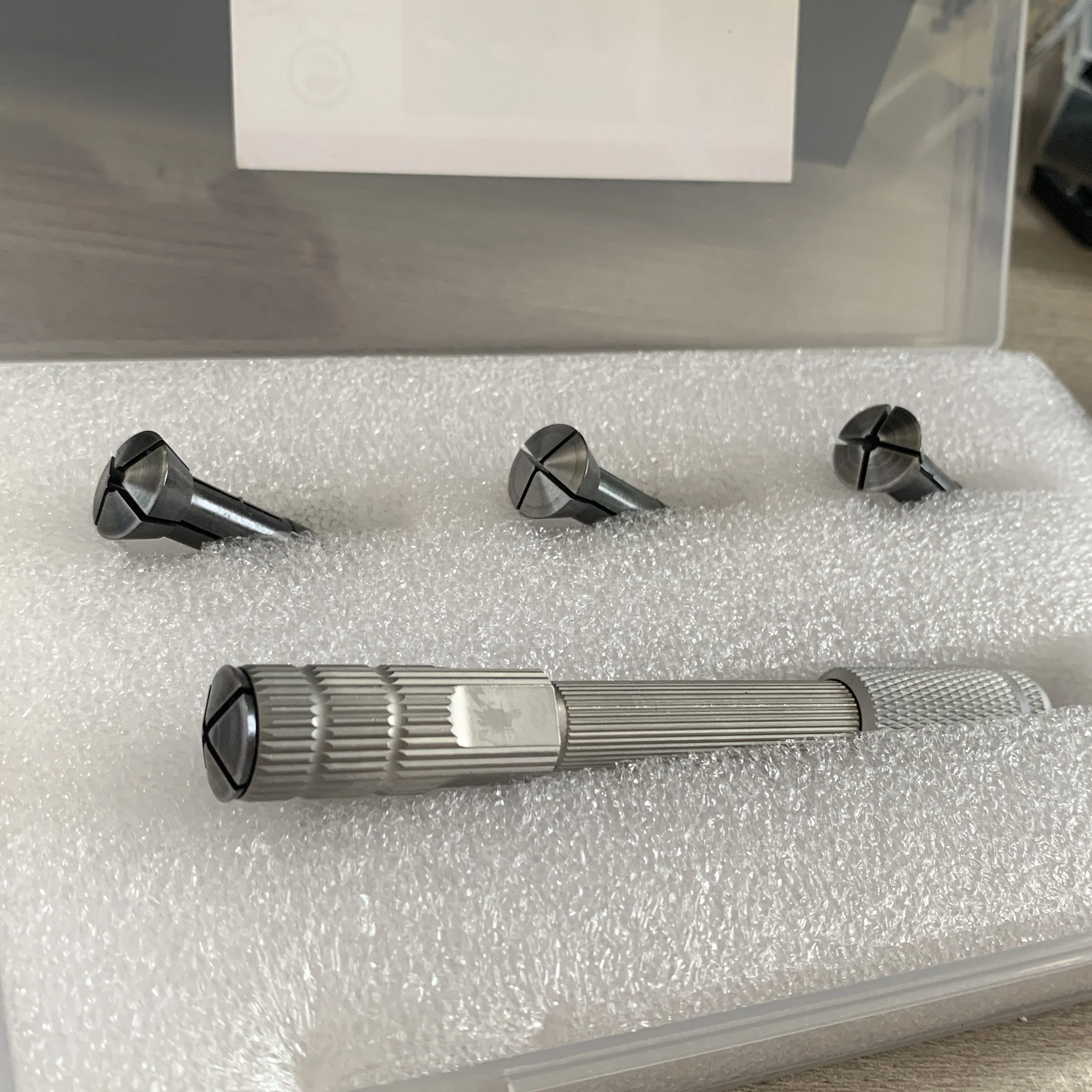 Watchmaker Precision Handheld Clamp Set with 4 Interchangeable Collets for Tiny Gear, Pendulum & Crown Repair