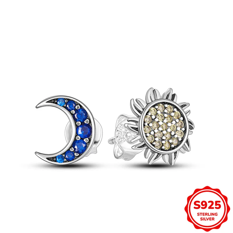 

100 %925 Sterling Silver Earrings Women Sun And Moon Stud Earrings Hoop Earring For Anniversary Wedding Jewelry Gift