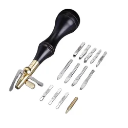 MOZHE Multifunctional Leather Edge Marking And Grooving Device Replaceable Blade Head DIY Leather Craft Cutting Embedding Tool