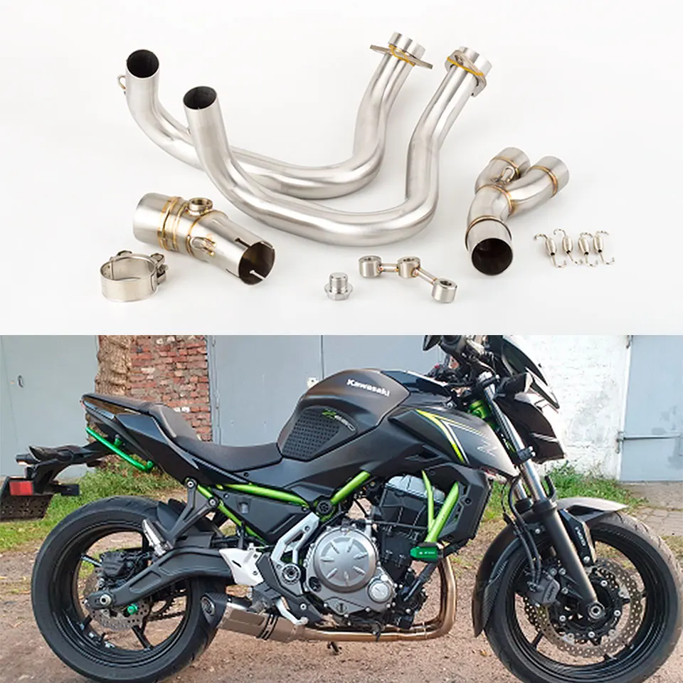 Silenciador de escape da motocicleta para er6n er6f 2012-2016 ninja650 2012-2022 z650 tubo de escape frente tubo de ligação tubo de aço inoxidável