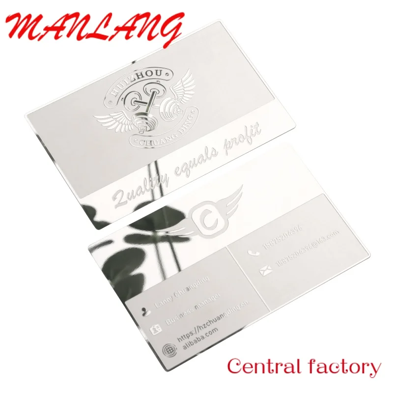 

Custom stainls steel Custo VIP Gift irror sier Eed Gold etal Busins Card ith logo etal printing